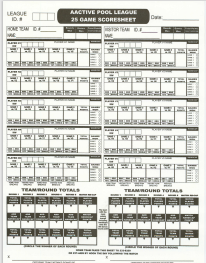 Pool League 25 game format