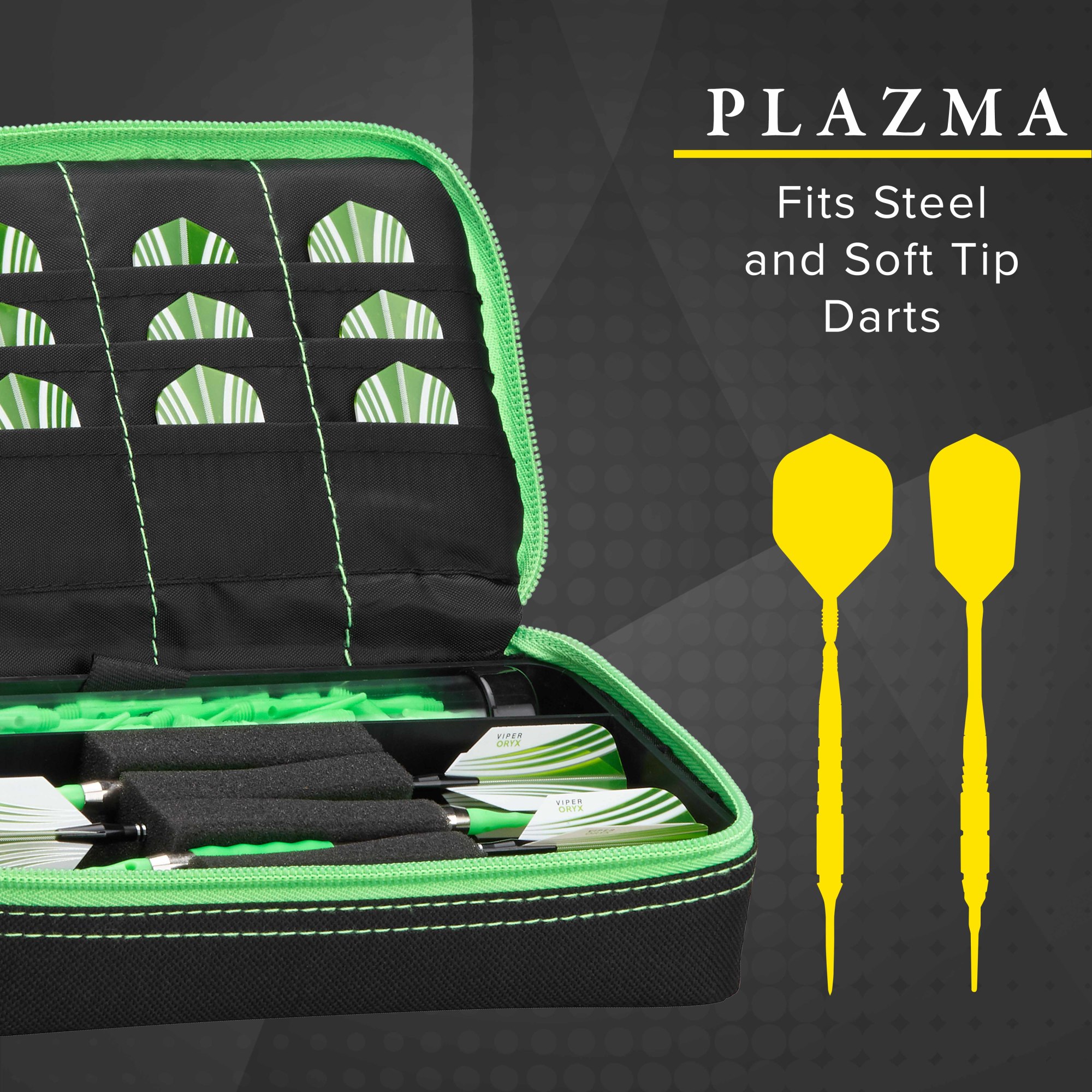 Casemaster Plazma Dart Case Black with Green Zipper